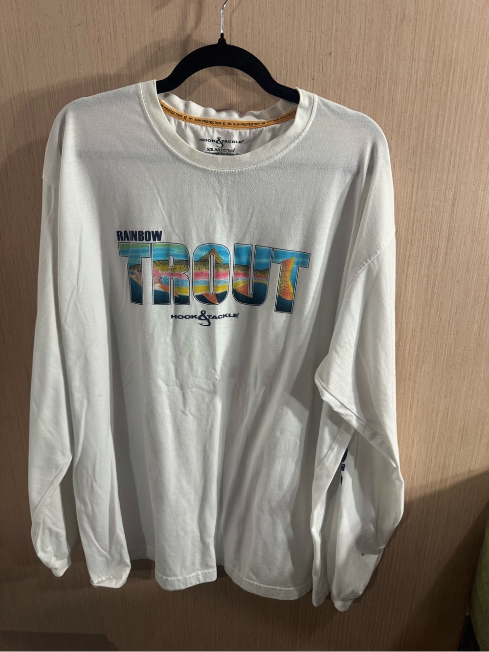 Hook & Tackle Rainbow Trout Long Sleeve Shirt - White Size 2X